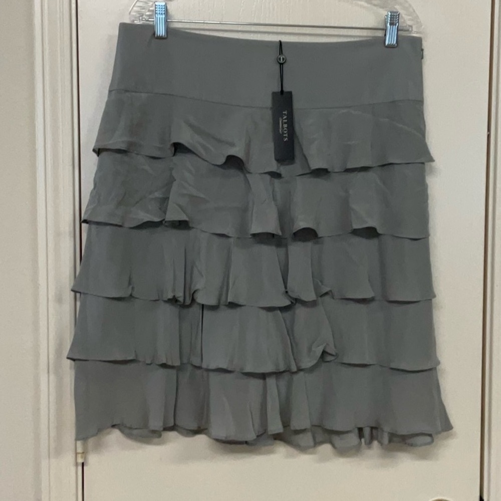 Talbots Gray Tiered Knee-Length Skirt for Cocktail